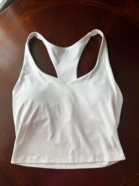 Fabletics Anywhere Cropped Built in Bra-Tank, White, Medium